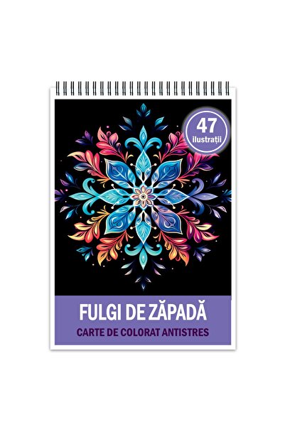 Legendary Gifts Carte de colorat antistres, 47 de ilustrații cu fulgi de zăpa...
