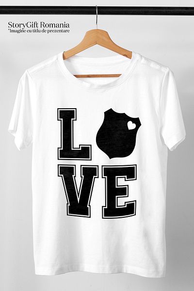 StoryGift Romania Men's T-shirt for the police who do their job with a blue symbol with print on the front, STG