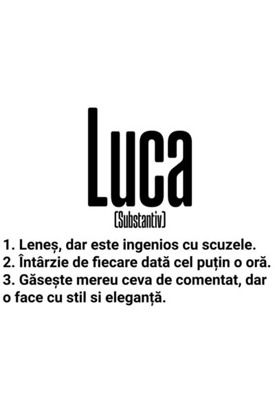 StoryGift Romania Sticker Eticheta 50CM Cu Numele Luca, Amuzant, Lenes, Haios...