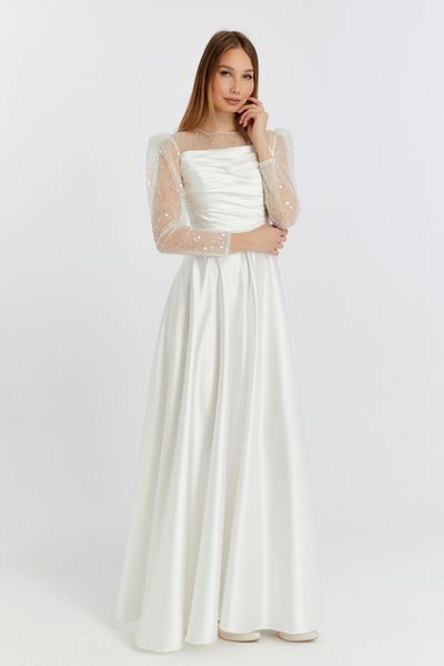 Asees Βραδινό φόρεμα και φόρεμα αποφοίτησης Draped Pearl Beading Satin Γυναικείο βραδινό φόρεμα