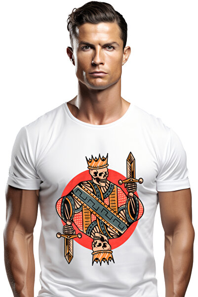 StoryGift Romania Tricou Barbati Cu Schelet, Rege, Sabie, Coroana, Carte De J...