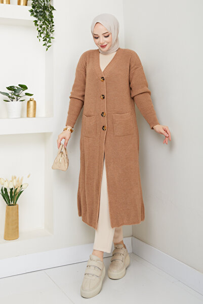 Pamuk Butik Γυναικείο πλεκτό με κουμπιά φαρδιά ζακέτα