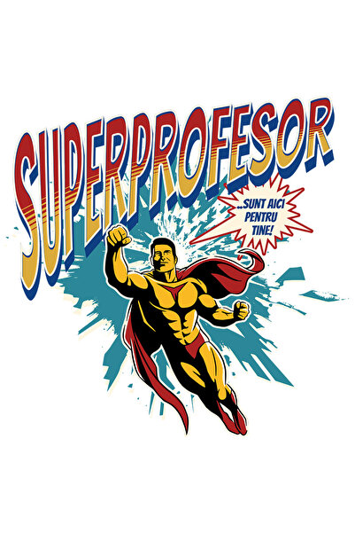 StoryGift Romania Sticker Eticheta 40CM Super Profesor Super Erou, Sunt Aici ...