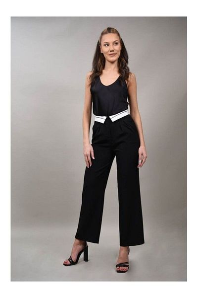 CHANGE OFF PANTALONI FULL LEGHT CU TALIE COMBINATA ESTELLE M Negru