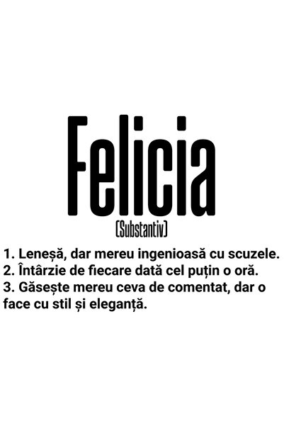 StoryGift Romania Sticker Eticheta 50CM Cu Numele Felicia, si Mesaj Amuzant, ...