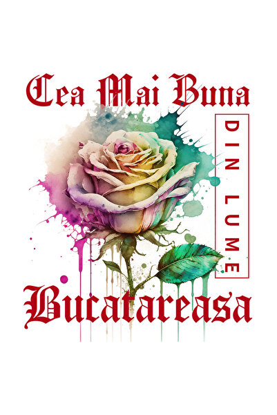 StoryGift Romania Sticker Adeziv 90CM Cu Textul Cea Mai Buna Bucatareasa, Din...