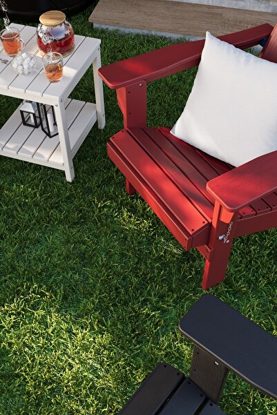 Garpim - Kırmızı Adirondack Serisi Klasik Katlanır Sandalye, Kırmızı Koltuk, Balkon,bahçe - Bahçe Mobilyası