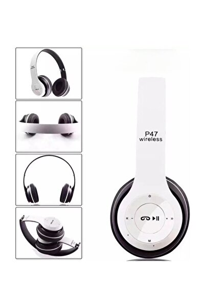 BY A.D.M P47 Bluetooth 5.0 Kulak Üstü Kulaklık Katlanabilir Kablosuz Spor Kul...
