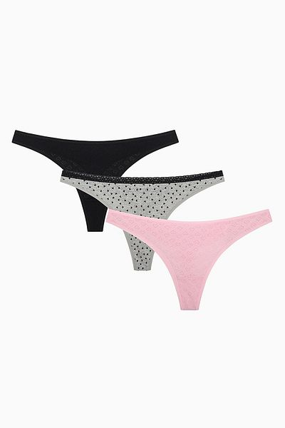 Penti Sweet Heart Cotton 3 τεμαχίων Pointel πολύχρωμο στρινγκ εσώρουχο