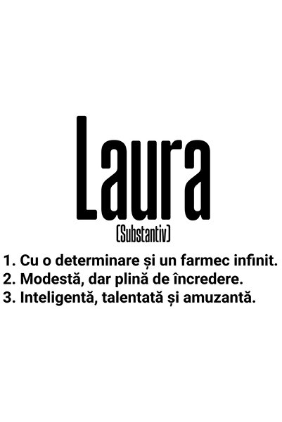 StoryGift Romania Sticker Autocolant 70CM Cu Numele Laura, si Mesaj Motivatio...