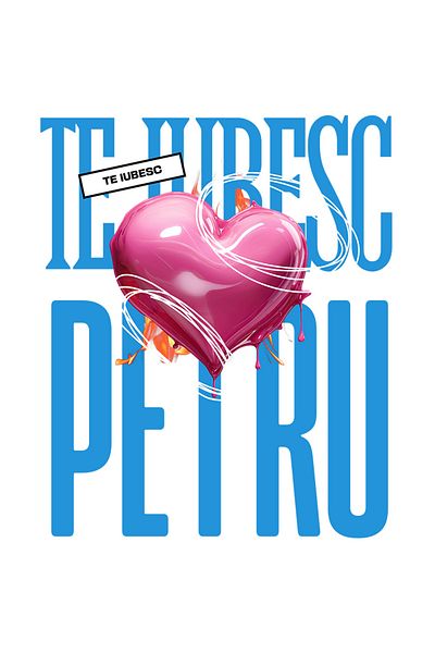 StoryGift Romania Sticker Eticheta 50CM Te Iubesc Petru, Dragoste, Inima, Iubire, Sfantul Valentin, Dragobete, V