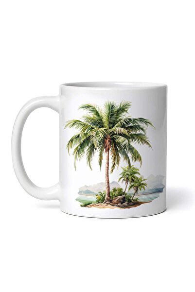 OEM Cană albă personalizată, Palmieri lângă apă, INOVATIX®. 330ml