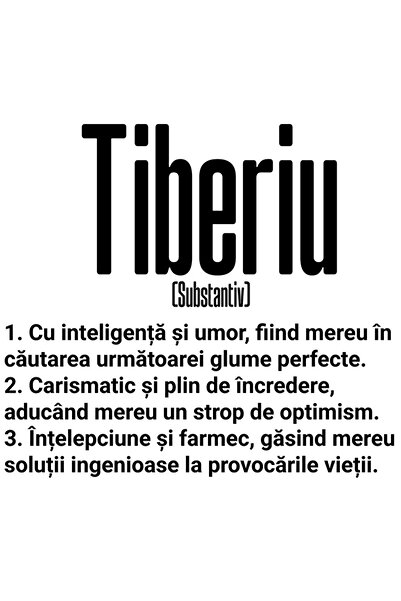 StoryGift Romania Sticker Eticheta 50CM Cu Numele Tiberiu, Inteligenta, Umor,...