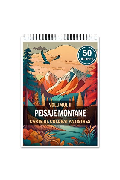 Legendary Gifts Carte de colorat antistres, 50 de ilustrații Peisaje montane ...