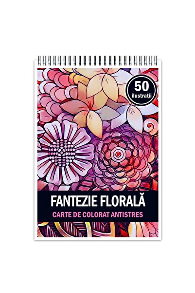 Legendary Gifts Carte de colorat antistres, 50 de ilustrații florale, Format: A5
