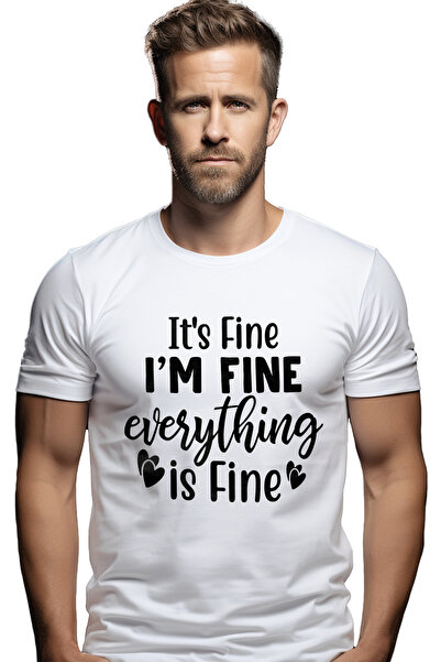 StoryGift Romania Tricou bărbătesc cu inimioare și textul „it's Okay, I'm Fin...