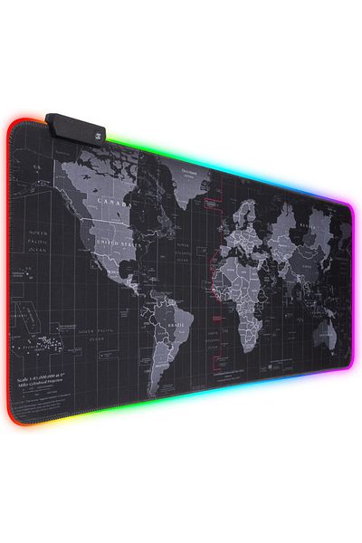 Velixo RGB Mousepad 80x30cm, Non-Slip, Waterproof, World Map, LED Lighting, USB Cable Included