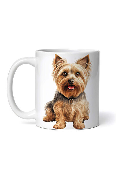 OEM Cană albă personalizată, Yorkshire Terrier șezând, INOVATIX®. 330ml
