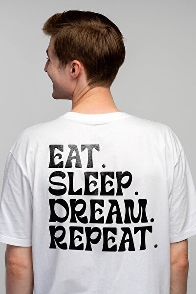 StoryGift Romania Tricou bărbătesc cu textul „mănâncă. Dormi. Visează. Repetă...