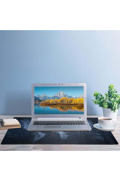 Velixo Mousepad mare din cauciuc, 90x40cm, hartă a lumii, impermeabil, anti-rupere, antiderapant, pentru jocuri și birou