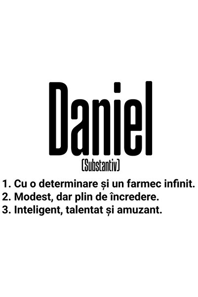 StoryGift Romania Sticker Eticheta 40CM Cu Numele Daniel, Determinare, Modest...