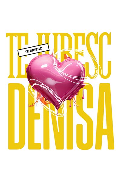StoryGift Romania Sticker Eticheta 40CM Te Iubesc Denisa, Dragoste, Inima, Iubire, Sfantul Valentin, Dragobete,