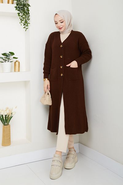 Pamuk Butik Γυναικείο πλεκτό με κουμπιά φαρδιά ζακέτα