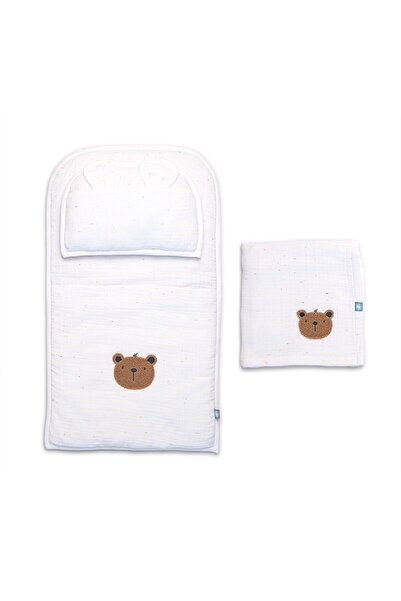 Funna Baby Bambu Muslin - Altaçma Seti - Teddy - Beyaz - 40 x 70 Cm