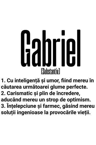StoryGift Romania Sticker Eticheta 40CM Cu Numele Gabriel, Inteligenta, Umor,...