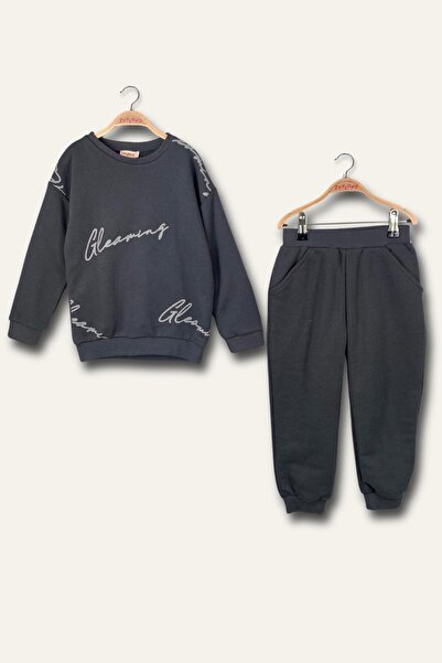Zeyland Erkek Çocuk Desenli Eşofman Takımı - Antrasit