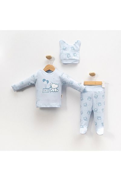 mia mia Cute Elephant Patterned 3-Piece Baby Set