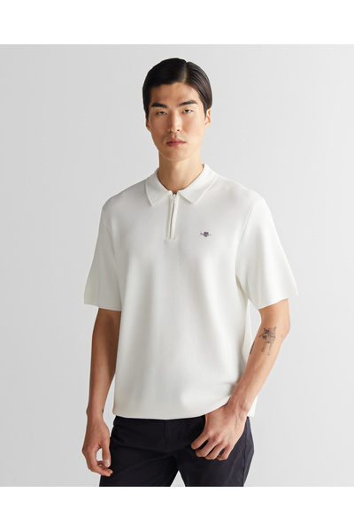 Gant Erkek Krem Regular Fit Triko Polo
