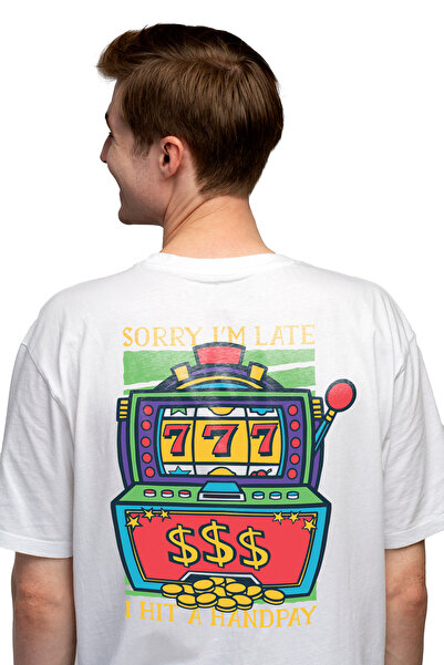 StoryGift Romania Tricou bărbătesc cu aparat de pariuri, mesaj în engleză „Îm...