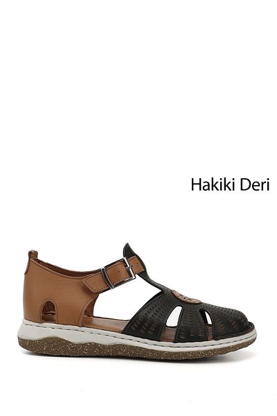 GÖNDERİ(R) Women/Girls Black Genuine Leather Sandals