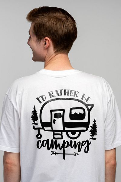 StoryGift Romania Men's T-shirt for those who prefer to go camping - trees caravan with print on STG