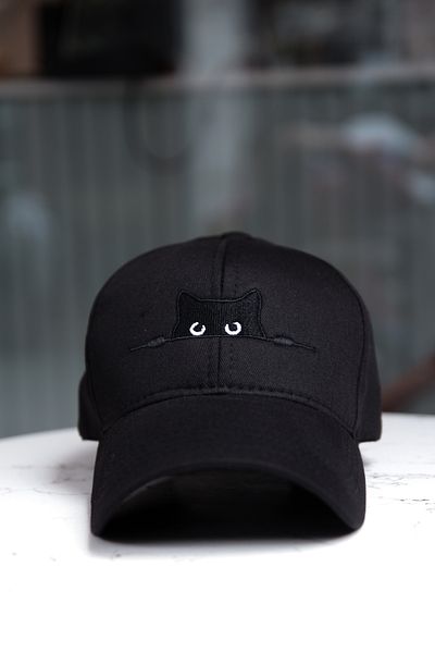 CAP BROS Curious Cat Black Hat