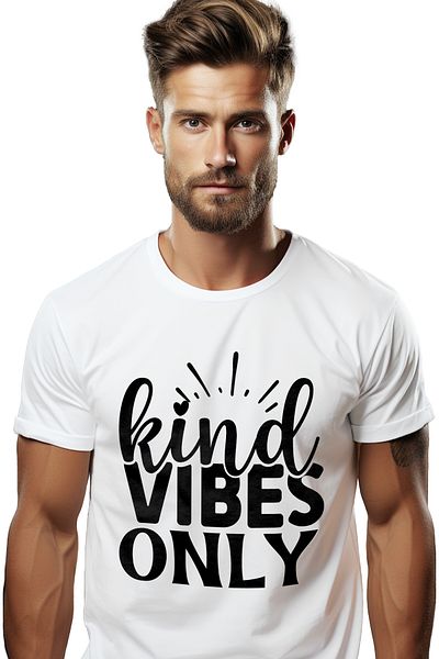 StoryGift Romania Men's T-shirt for those who are positive with the message "Kind vibes only" - just vibrations/ STG