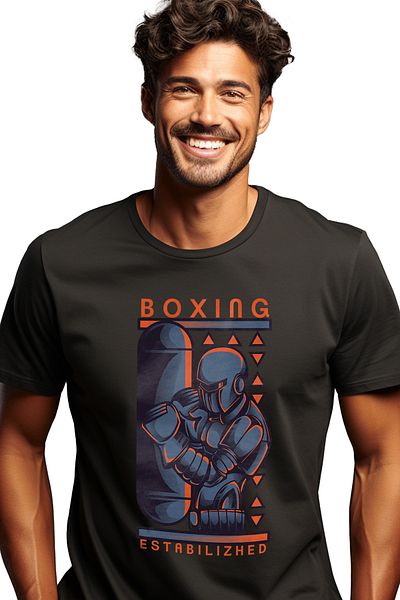 StoryGift Romania Men's T-Shirt With Text In English Boxing Estabilizhed, Metal Robot Training Bag Of STG