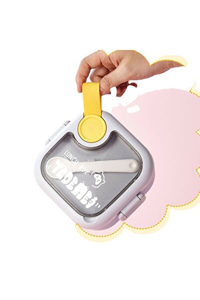 dalip Children's Lunch Box, 750 ml, Two Compartments, Spoon & Scissors, Leak-Resistant, Pink