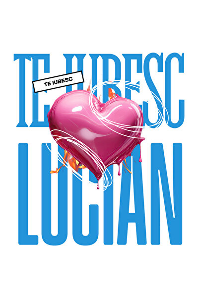 StoryGift Romania Sticker Adeziv 90CM Te Iubesc Lucian, Dragoste, Inima, Iubi...