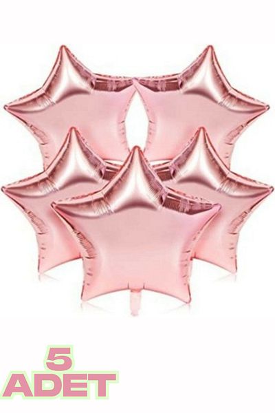 Baloncu Dede Pink Star Foil Balloon 5 Pieces Helium Compatible Balloon Lover and Special Day Balloon