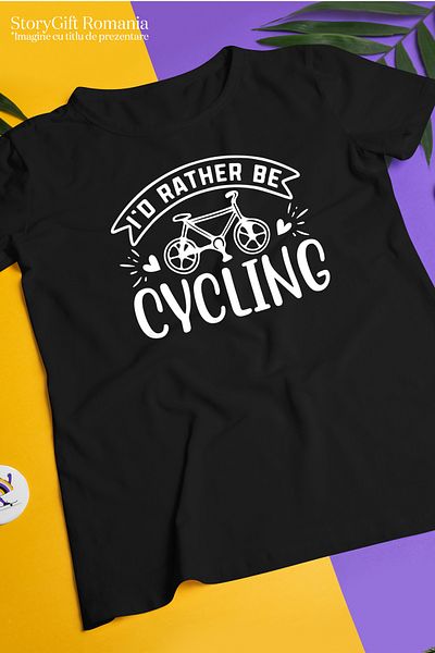 StoryGift Romania Men's T-shirt with hearts and a bicycle for those who prefer to pedal with STG print