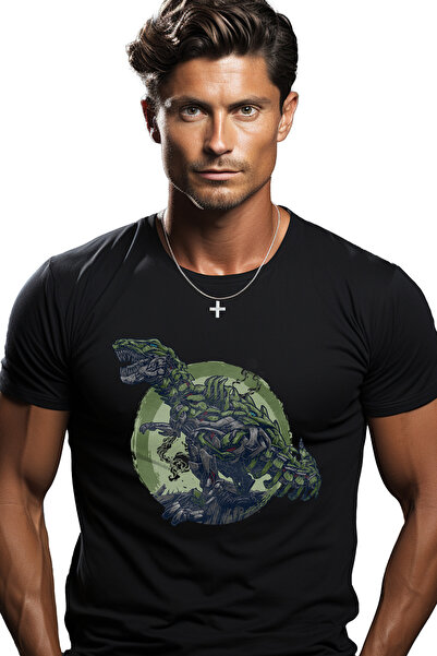 StoryGift Romania Tricou bărbătesc cu dinozaur, robot, sf, t-rex, cu imprimeu...