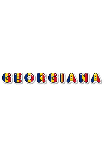StoryGift Romania Sticker Label 50CM With Name Georgiana, Romania, Supporter, Romanian Flag, Patriot with Mar