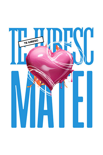 StoryGift Romania Sticker Adeziv 90CM Te Iubesc Matei, Dragoste, Inima, Iubir...