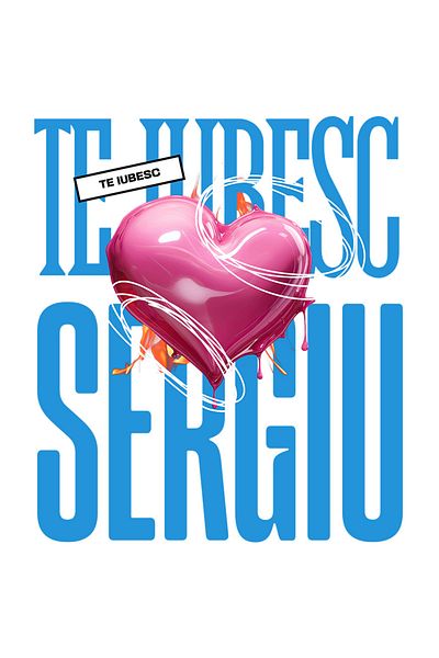StoryGift Romania Sticker Eticheta 50CM Te Iubesc Sergiu, Dragoste, Inima, Iubire, Sfantul Valentin, Dragobete,