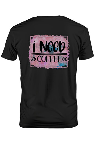 StoryGift Romania Tricou Barbati cu mesajul "I need coffee", fundal roz, am n...