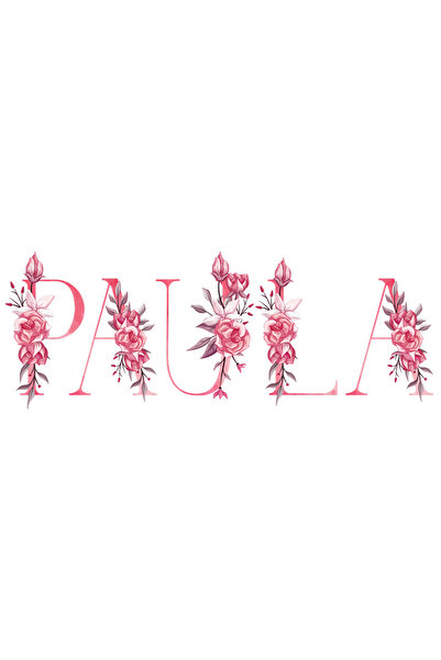 StoryGift Romania Sticker Eticheta 50CM Cu Numele Paula, Floral, Colorat, Cre...