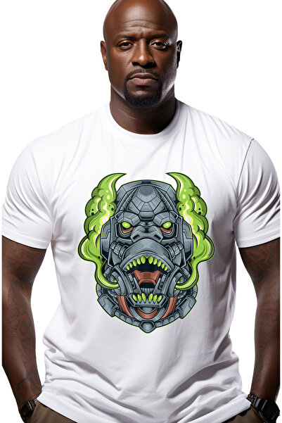 StoryGift Romania Tricou Barbati Cu Gorila, Robot, Mecha, Fum, SF, Cyberpunk,...