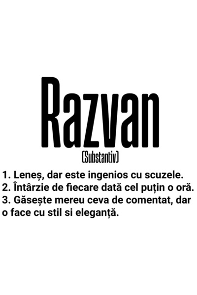 StoryGift Romania Sticker Adeziv 90CM Cu Numele Razvan, Amuzant, Lenes, Haios...